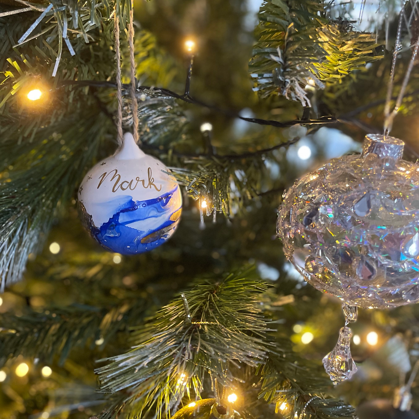 Marbled Ceramic Christmas Bauble